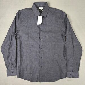 REISS Shirt Mens XL Straith Button Up Navy Long Sleeve Slim Fit Cotton NWT‎